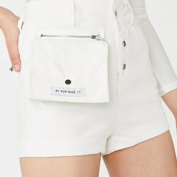 My Mum Made It white corduroy high waisted shorts - Picture 1 of 9